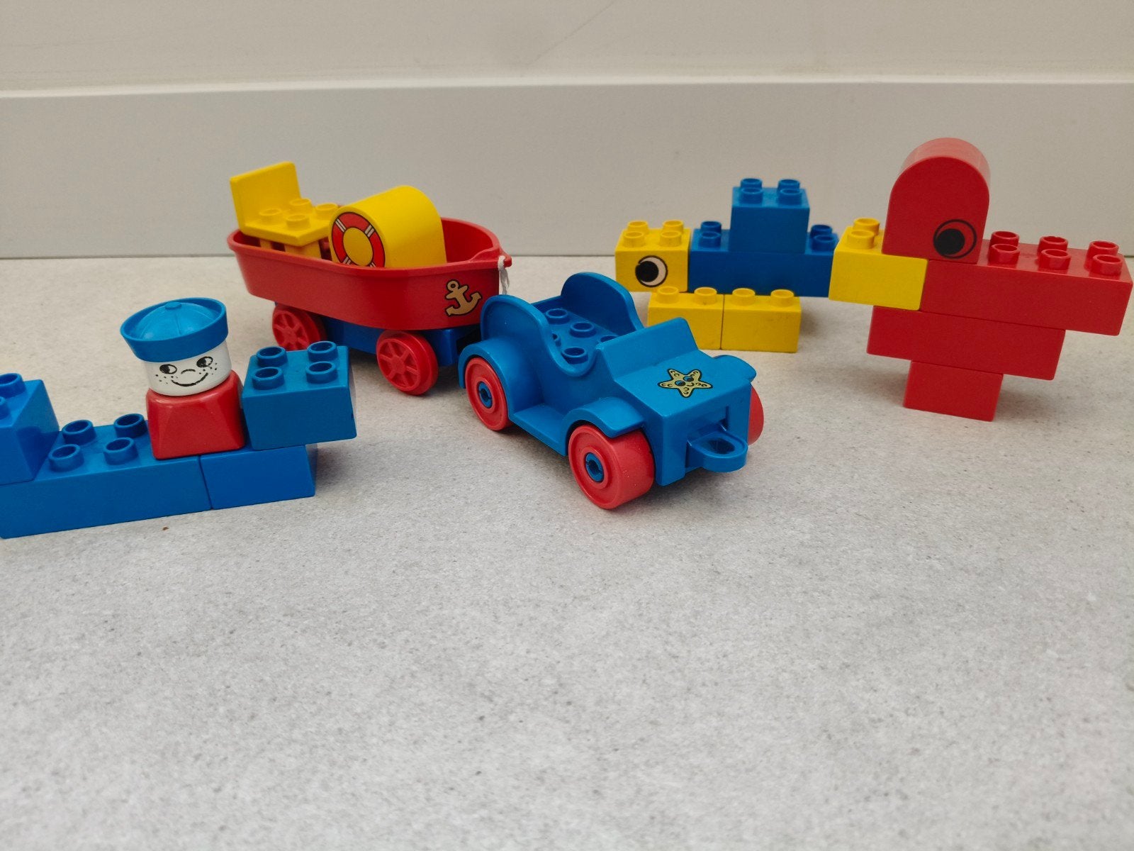 Duplo Car with Trailer 2625 uit 1980, Ophalen of Verzenden, Gebruikt