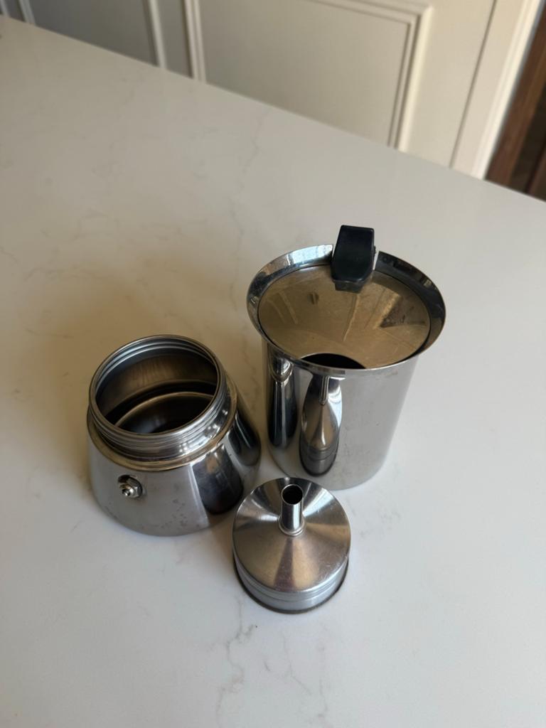 Bialetti Venus 4 kops percolator - RVS (inductie), Gebruikt, Overige modellen, Gemalen koffie, Ophalen of Verzenden