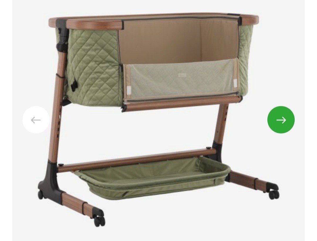 Co-sleeper wieg met afstandsbediening en wieltjes, Lattenbodem, 70 tot 85 cm, Zo goed als nieuw, 140 tot 160 cm
