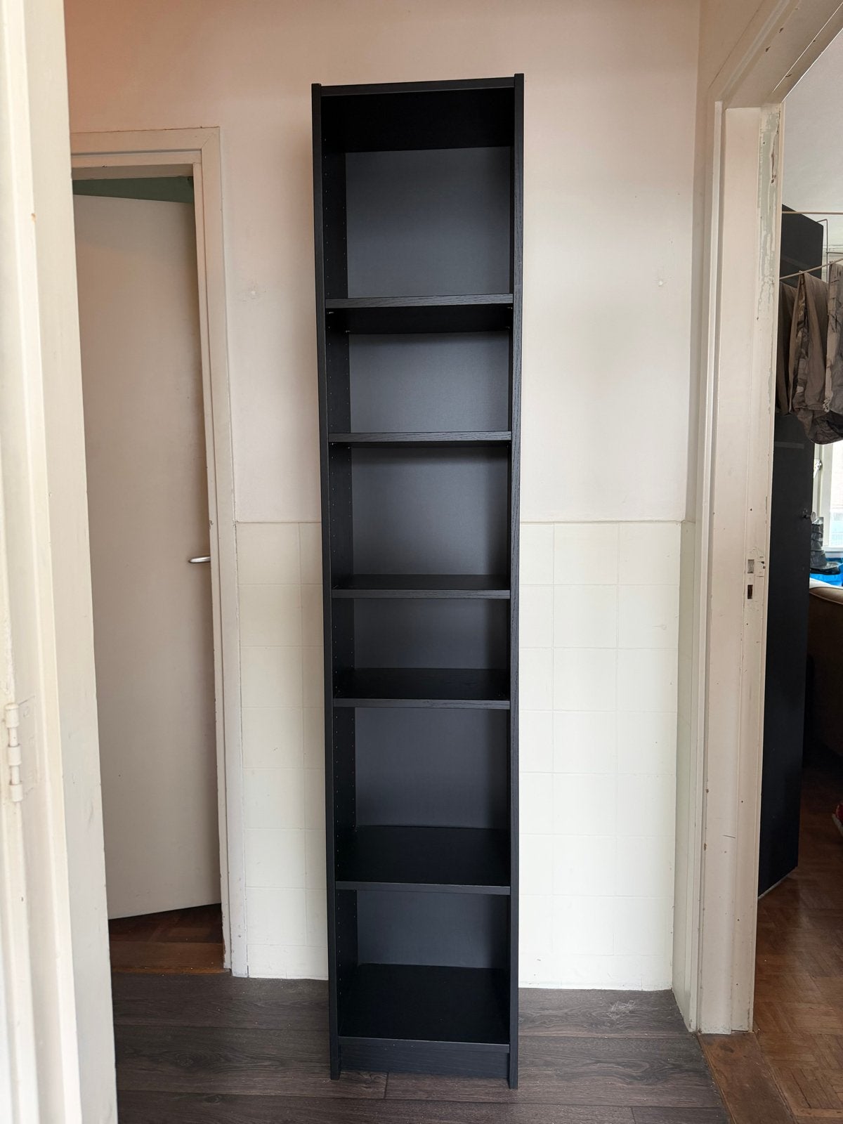IKEA Billy boekenkast zwart eikenpatroon - Zo goed als nieuw, Ophalen, Met plank(en), Minder dan 50 cm, 200 cm of meer