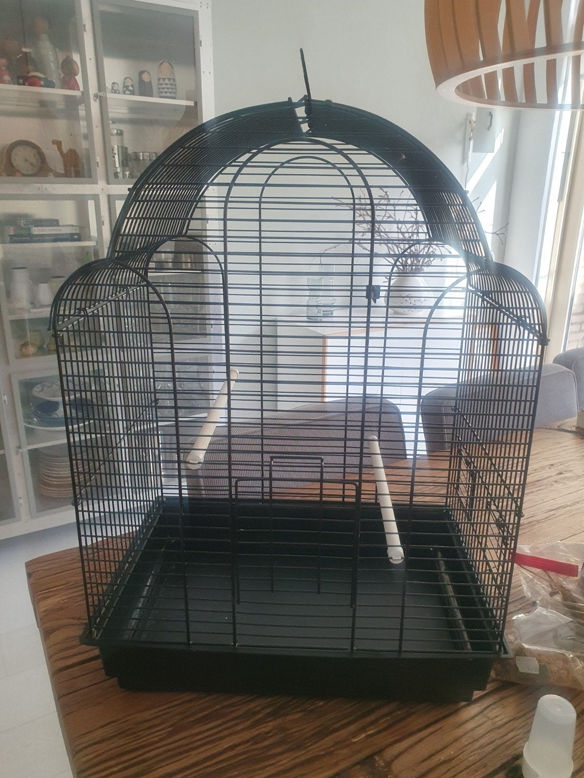 Vogelkooi met toebehoren, Ophalen, Gebruikt, Metaal, Vogelkooi