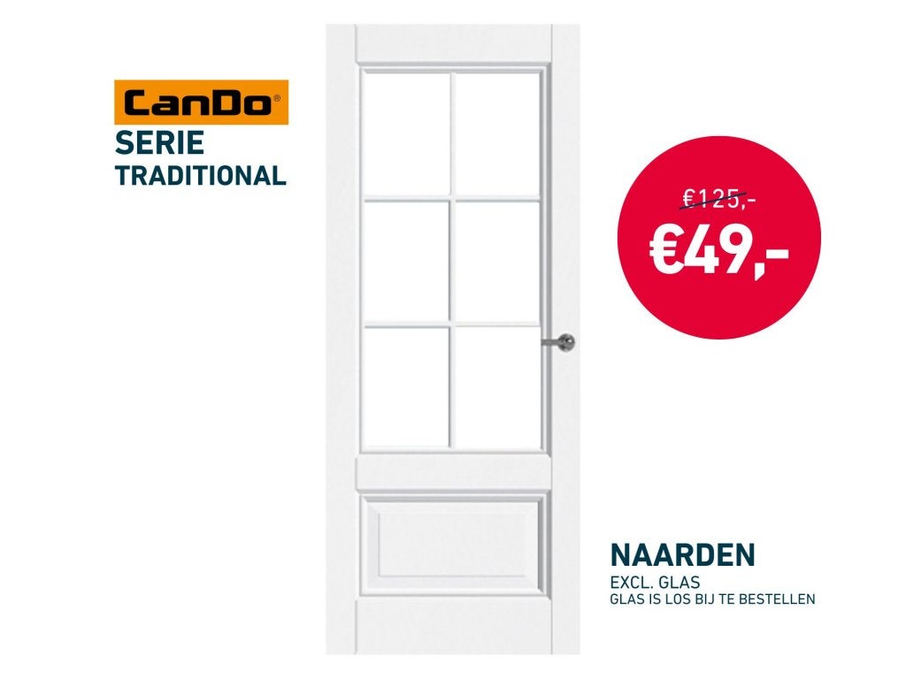 Binnendeur paneeldeur CanDo Traditional  TOTALE LEEGVERKOOP, 80 tot 100 cm, Binnendeur, Niet ingevuld, Nieuw