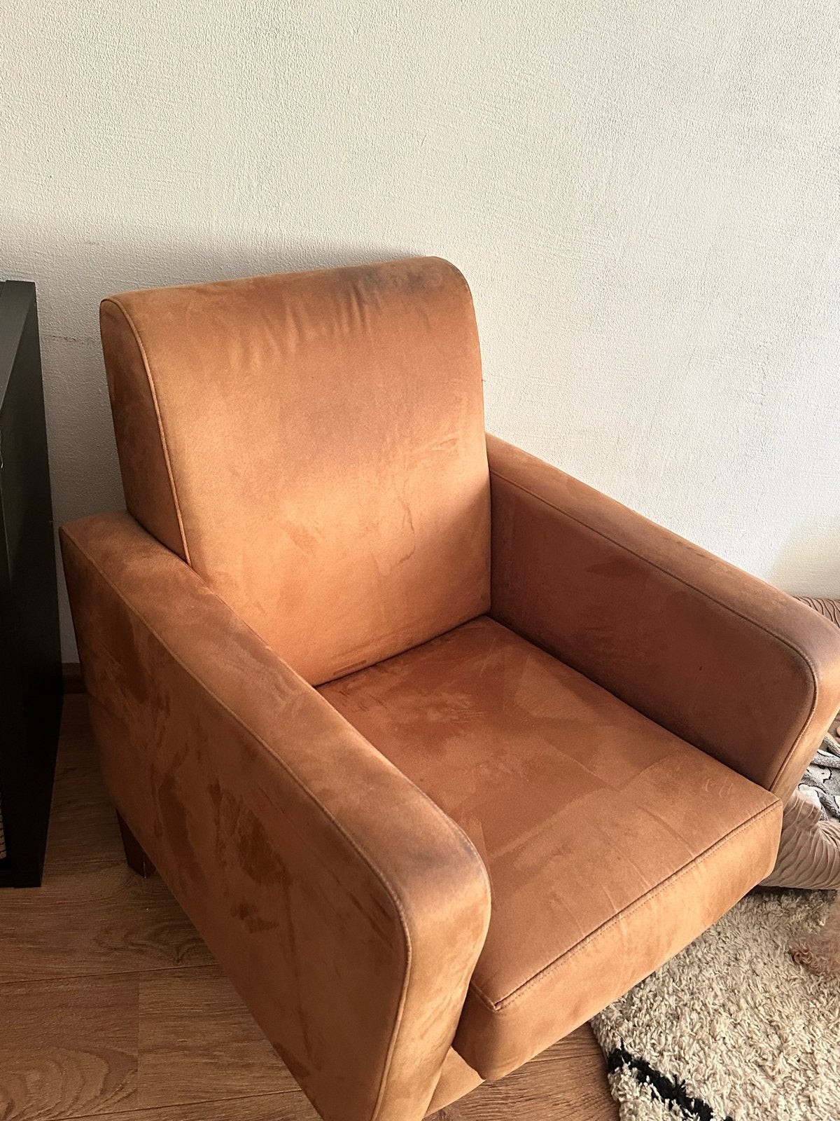 Comfortabele oranje fauteuil - Gebruikt, Ophalen, Gebruikt, Stof, 75 tot 100 cm