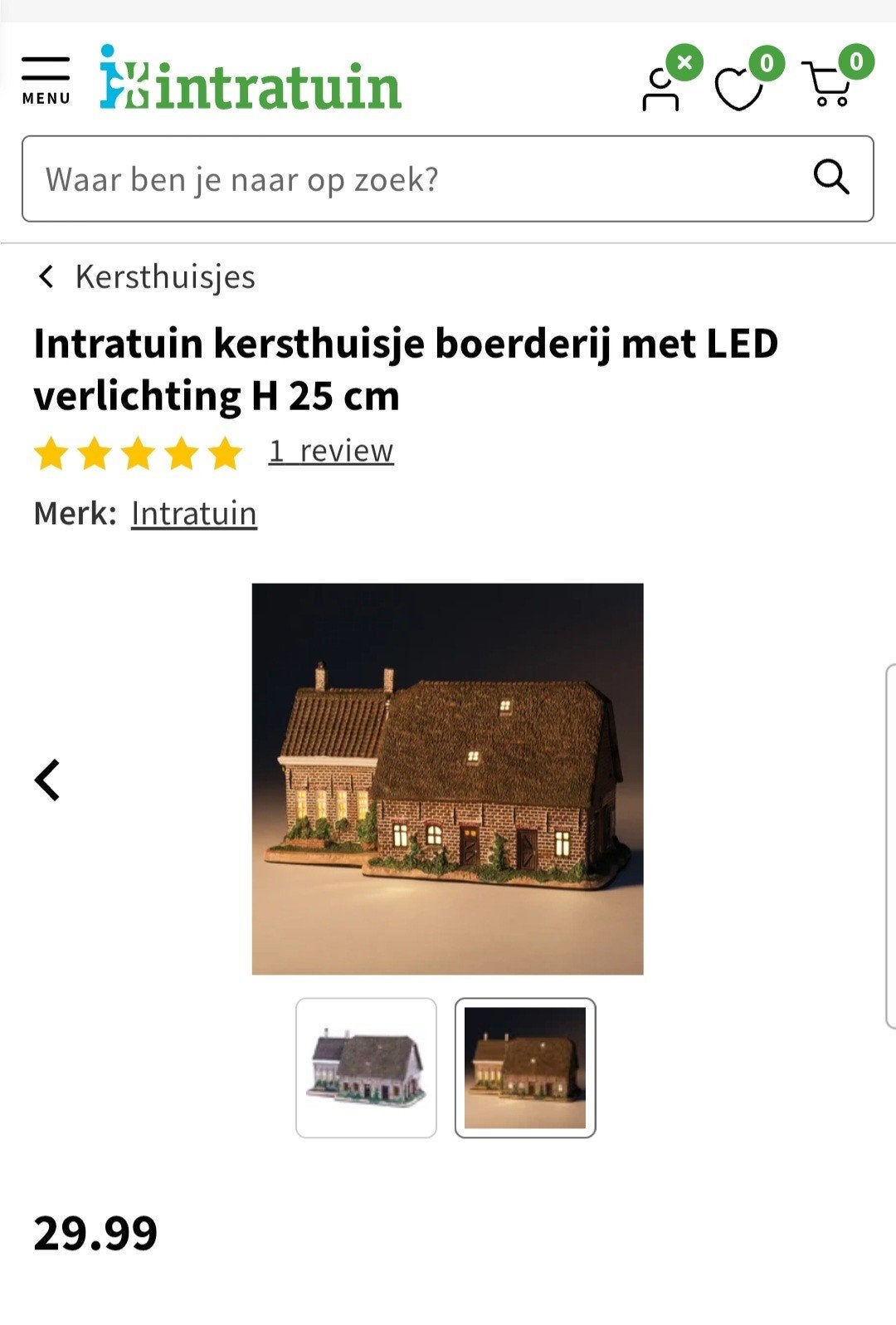 Kerst huis -  boerderij met led verlichting, Ophalen of Verzenden, Zo goed als nieuw
