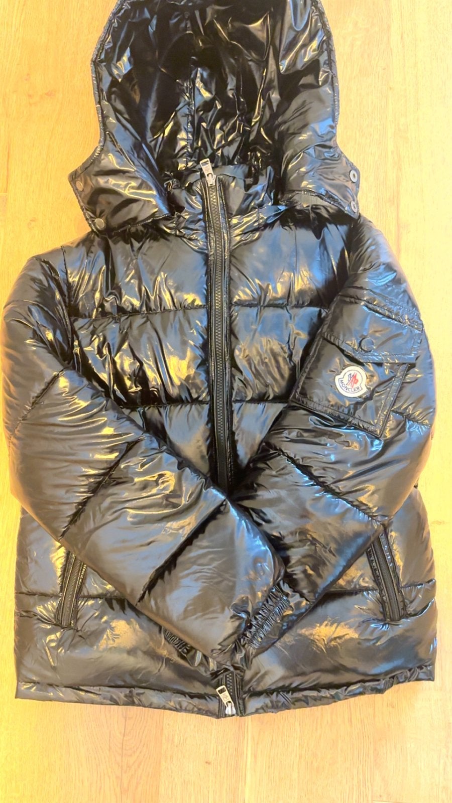 Moncler Puffer Jas Zwart, Ophalen of Verzenden, Zo goed als nieuw, Maat 36 (S), Zwart