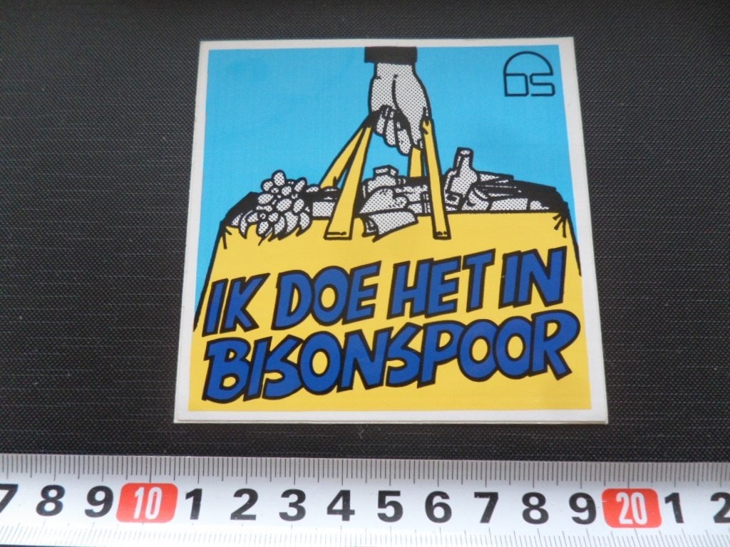 sticker Ik doe het in bisonspoor, Verzamelen, Ophalen, Zo goed als nieuw