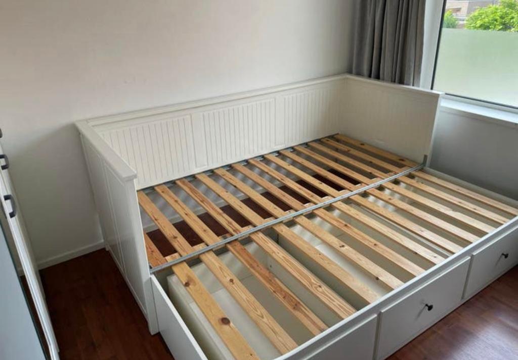 Ikea Hemnes Bedbank Wit 80x200/160x200 met 3 Lades, Huis en Inrichting, Slaapkamer | Bedden, Ophalen, Wit, Tweepersoons, 80 cm
