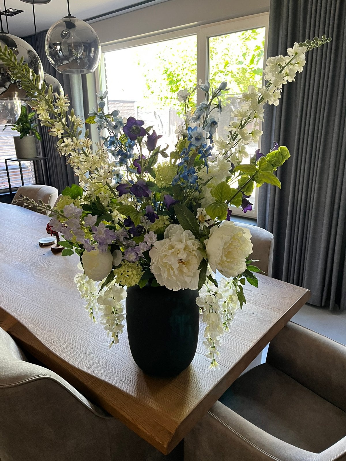 Zijden bloemen boeket incl. Vaas, Ophalen of Verzenden, Zo goed als nieuw