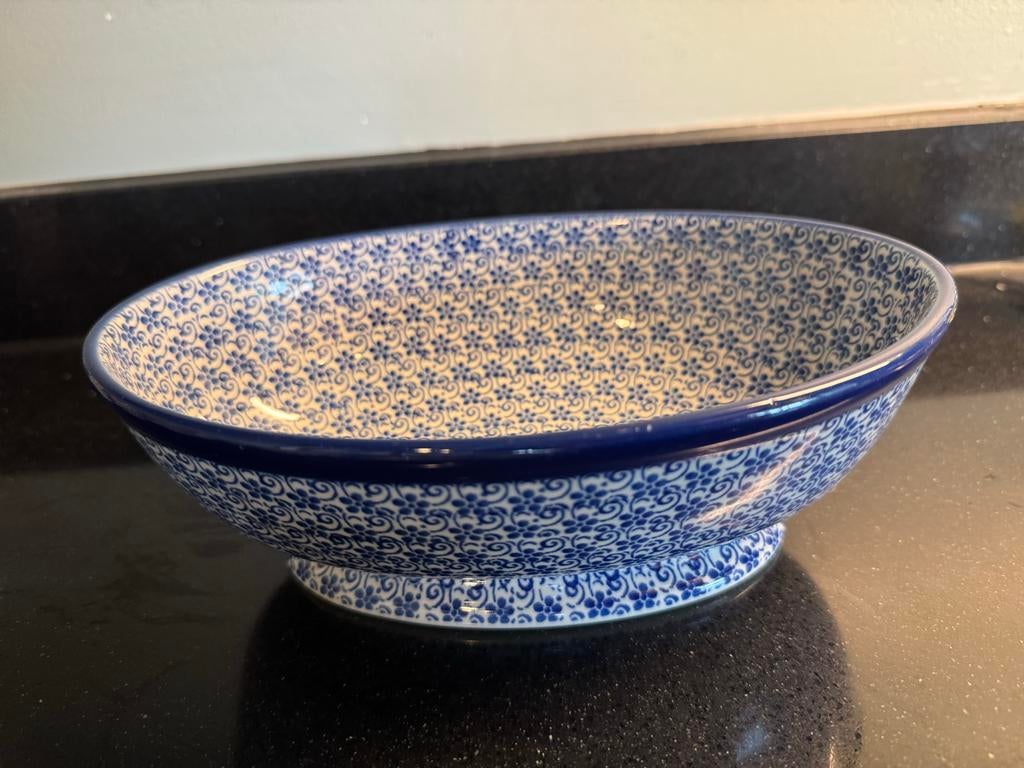 Bunzlau servies ovalen schaal 23cm - Handgemaakt Pools aarde, Ophalen, Overige stijlen, Aardewerk, Schaal of Schalen