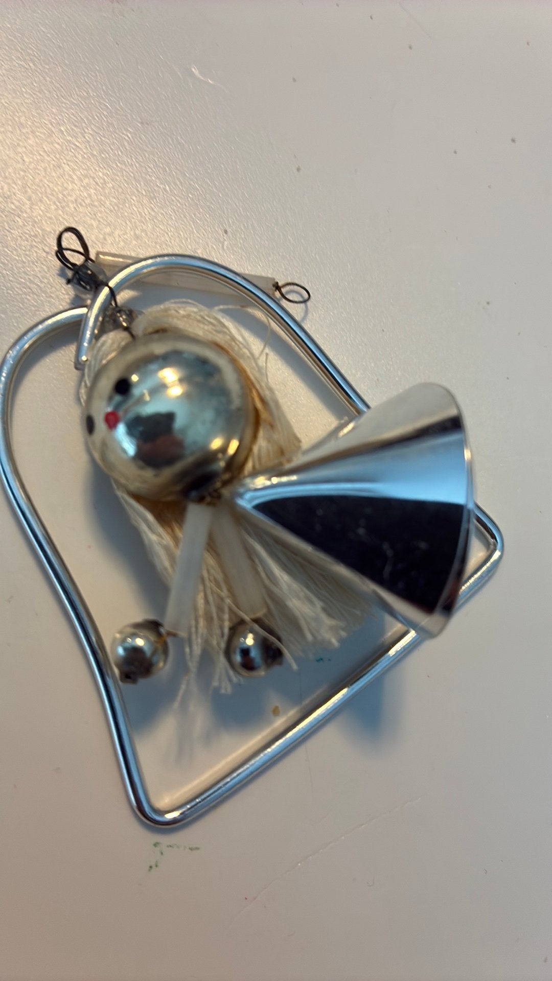 Vintage antieke kerstbal, poppetje zilver, Ophalen of Verzenden, Zo goed als nieuw