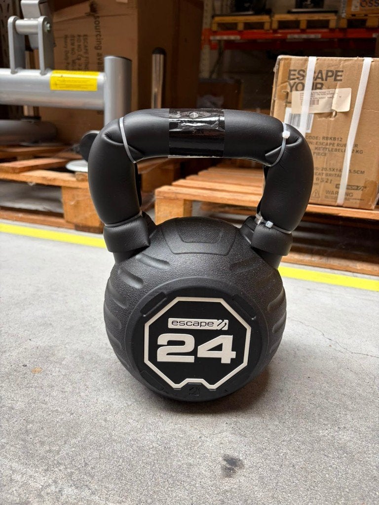 Rubber Kettlebell 24kg - Escape Fitness - Zwart, Ophalen of Verzenden, Nieuw, Armen, Kettlebell