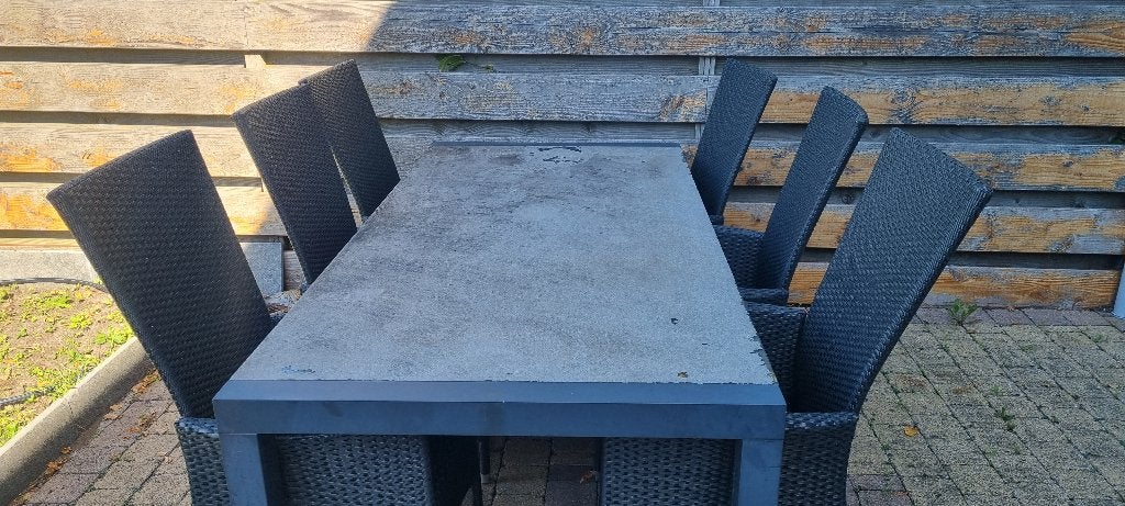 Avanti Bellagio tuinset  met 6 verstelbare wickerstoelen, Tuin en Terras, Ophalen, Gebruikt, Rechthoekig, Aluminium