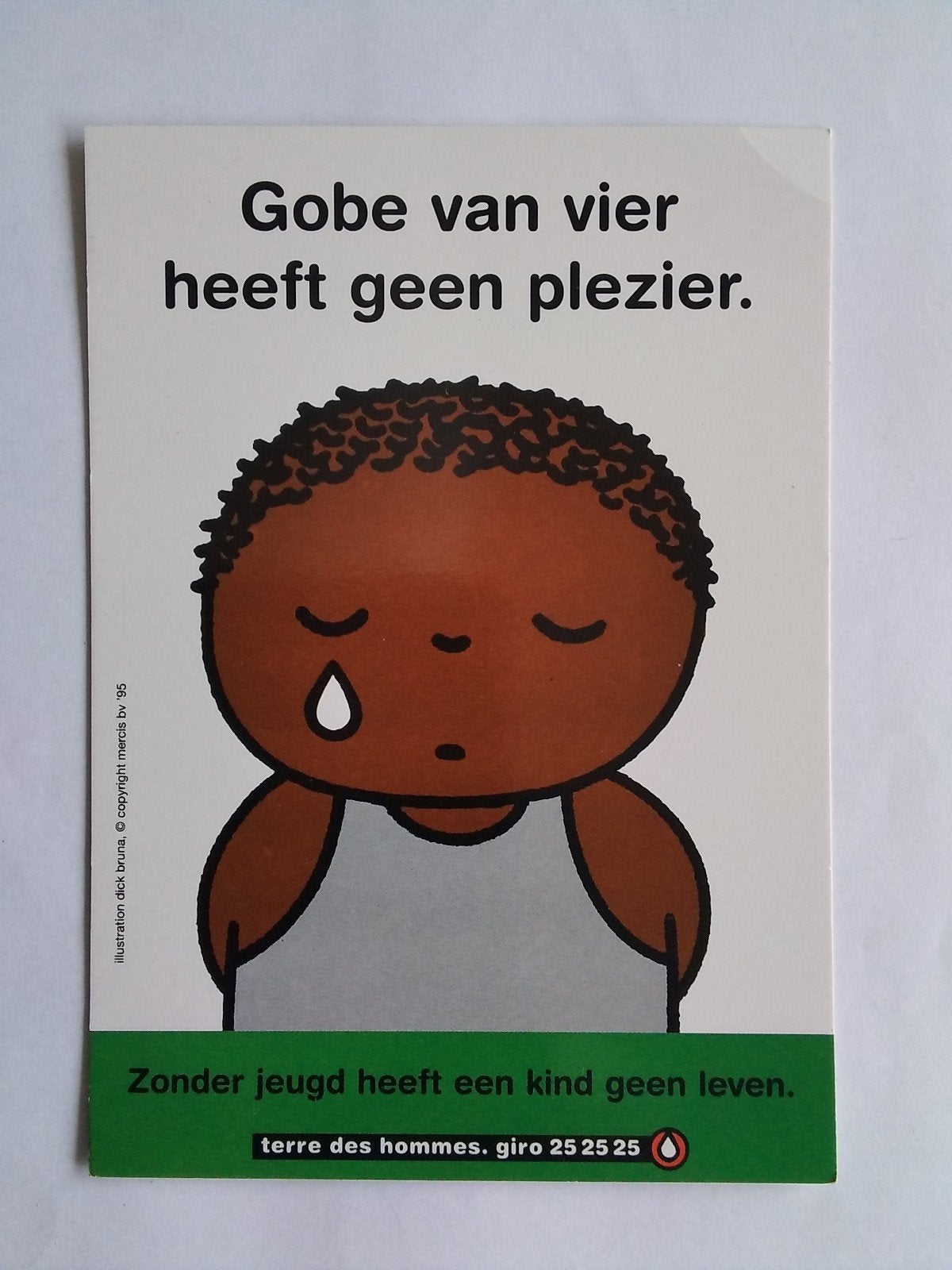 Ansichtkaart Dick Bruna voor Terre des Hommes 1995, Verzenden