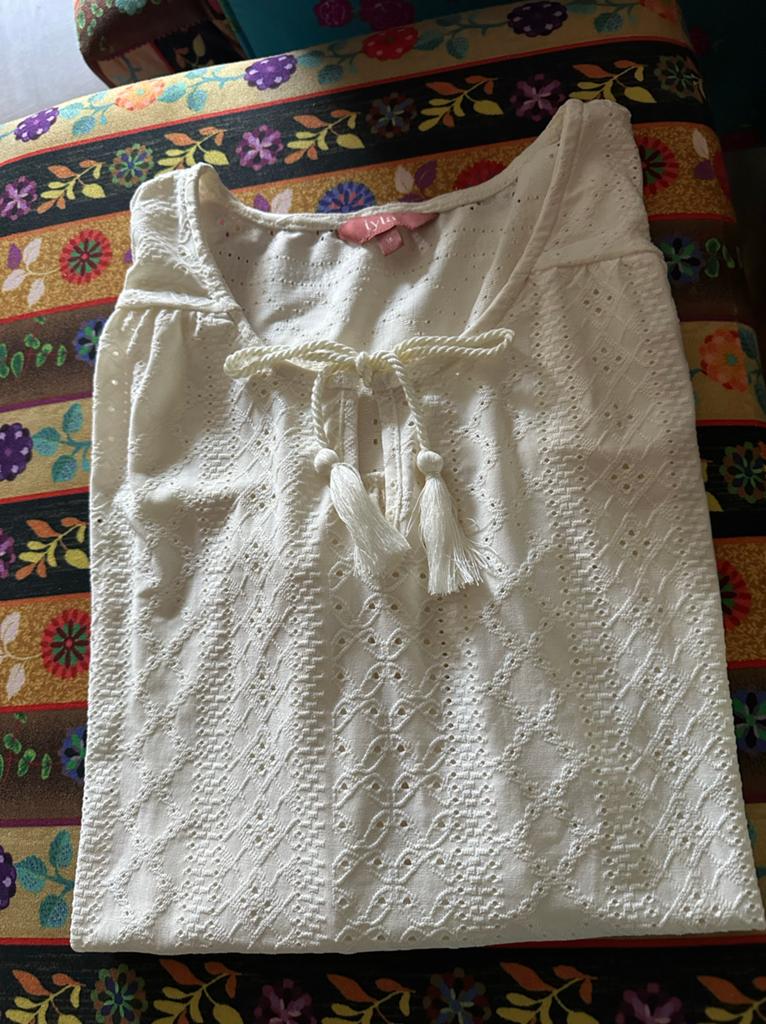 Lyla Witte Broderie Anglaise Top met Kwastjes, Maat XL, Wit, Maat 46/48 (XL) of groter, Nieuw, Ophalen of Verzenden