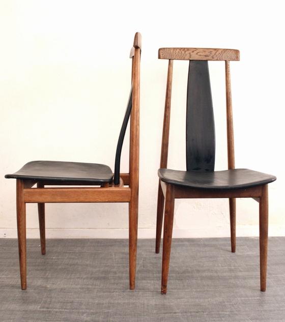 Danish high back vintage chairs (2x) mid century design, Huis en Inrichting, Stoelen, Ophalen, Gebruikt, Twee, -