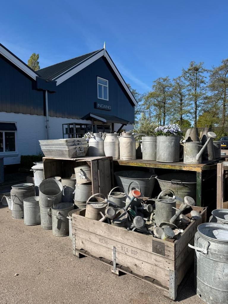 Zinken emmer | Teil zink | Plantenbak | Gieter | Bloembak, Tuin en Terras, Bloembakken en Plantenbakken, Ophalen, Minder dan 30 cm