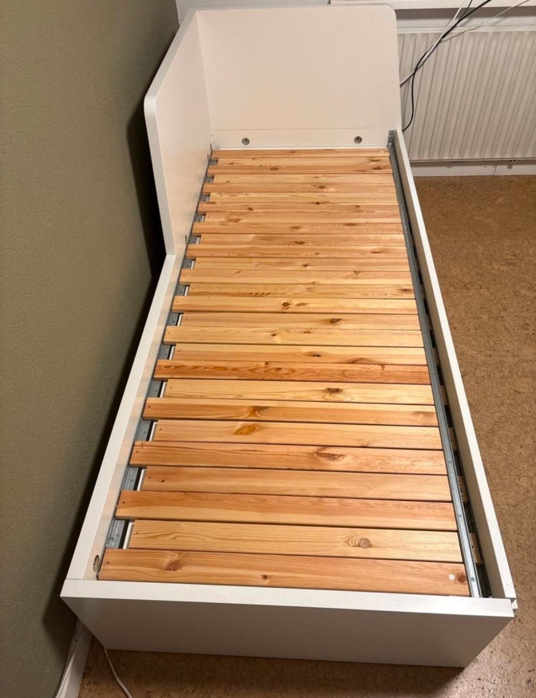 IKEA FLEKKE bed 80x200cm, lades, wit, Ophalen, Eenpersoons, Zo goed als nieuw, 80 cm