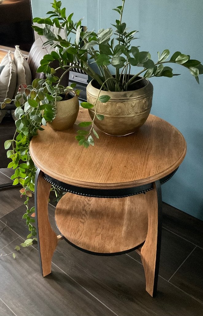 Eiken massief plantentafel tafel art deco stijl jaren 30, Ophalen