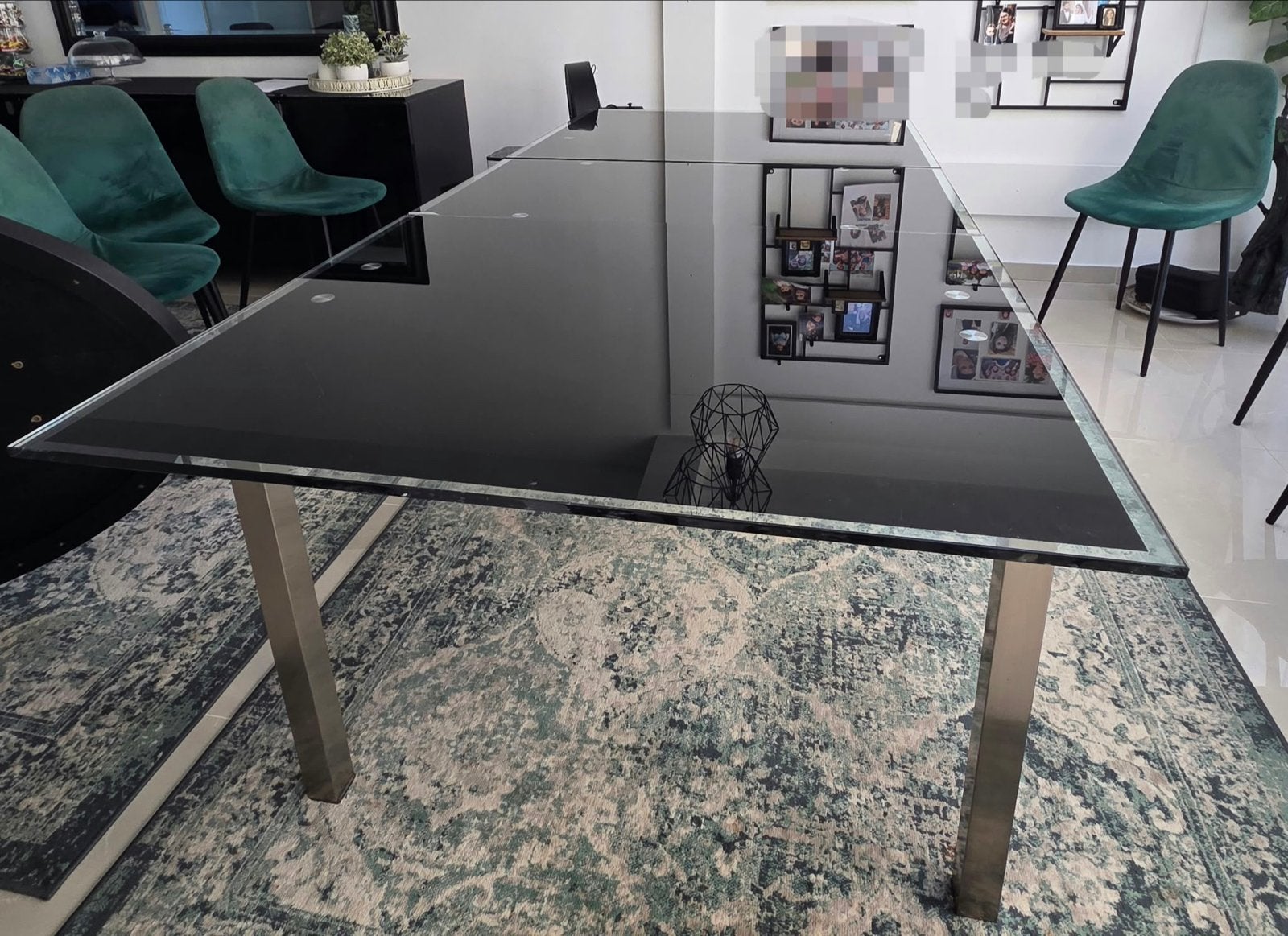 Uitschuifbare eettafel met glazen blad - 240 cm