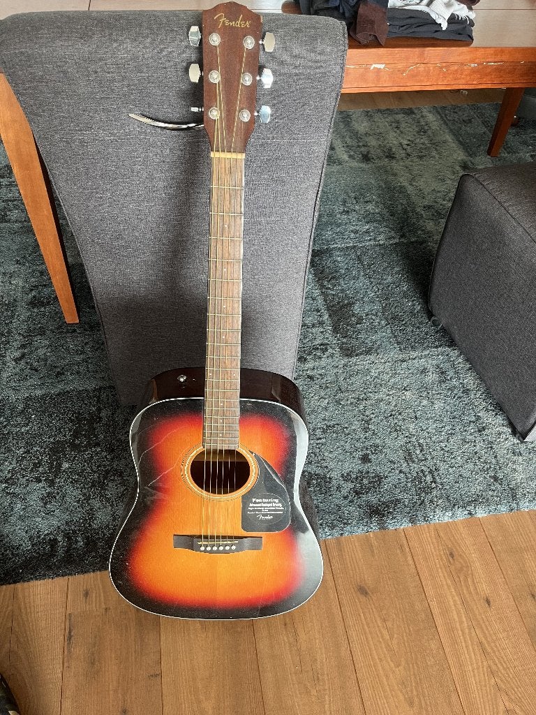 Fender CD-60 Sunburst acoustic guitar, Ophalen, Zo goed als nieuw, Klassieke of Spaanse gitaar, Met koffer