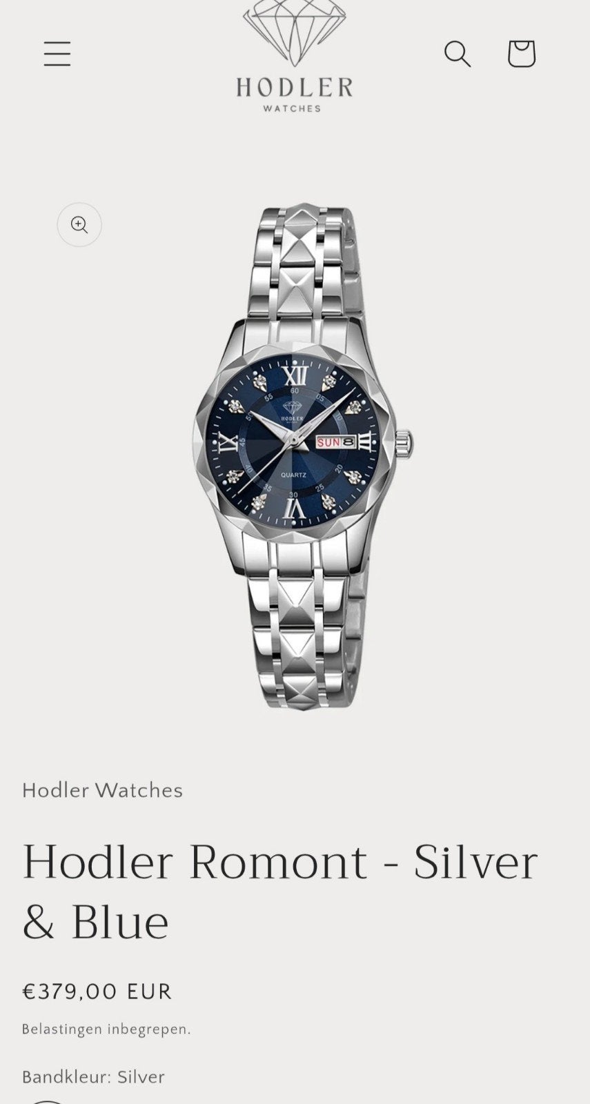 Hodler Romont Horloge - Zilver & Blauw Nieuw in doos, Overige merken, Staal, Nieuw, Ophalen of Verzenden