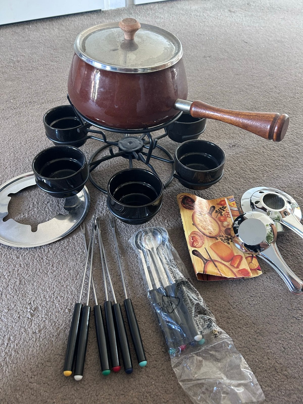 Complete Fondue Set vintage Perfect voor Gezellige Avonden, Witgoed en Apparatuur, Ophalen of Verzenden, Zo goed als nieuw, Brander