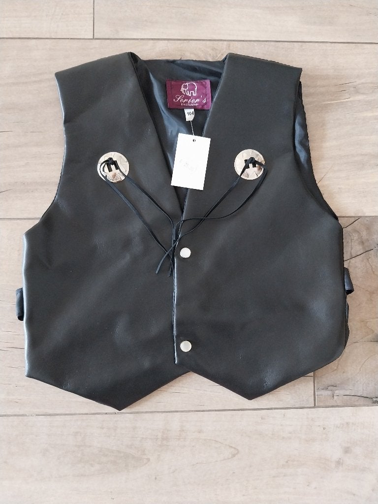 Zwart lederlook jongens giletje maat 104 NIEUW, Ophalen of Verzenden, Nieuw, Jongen, Overige typen