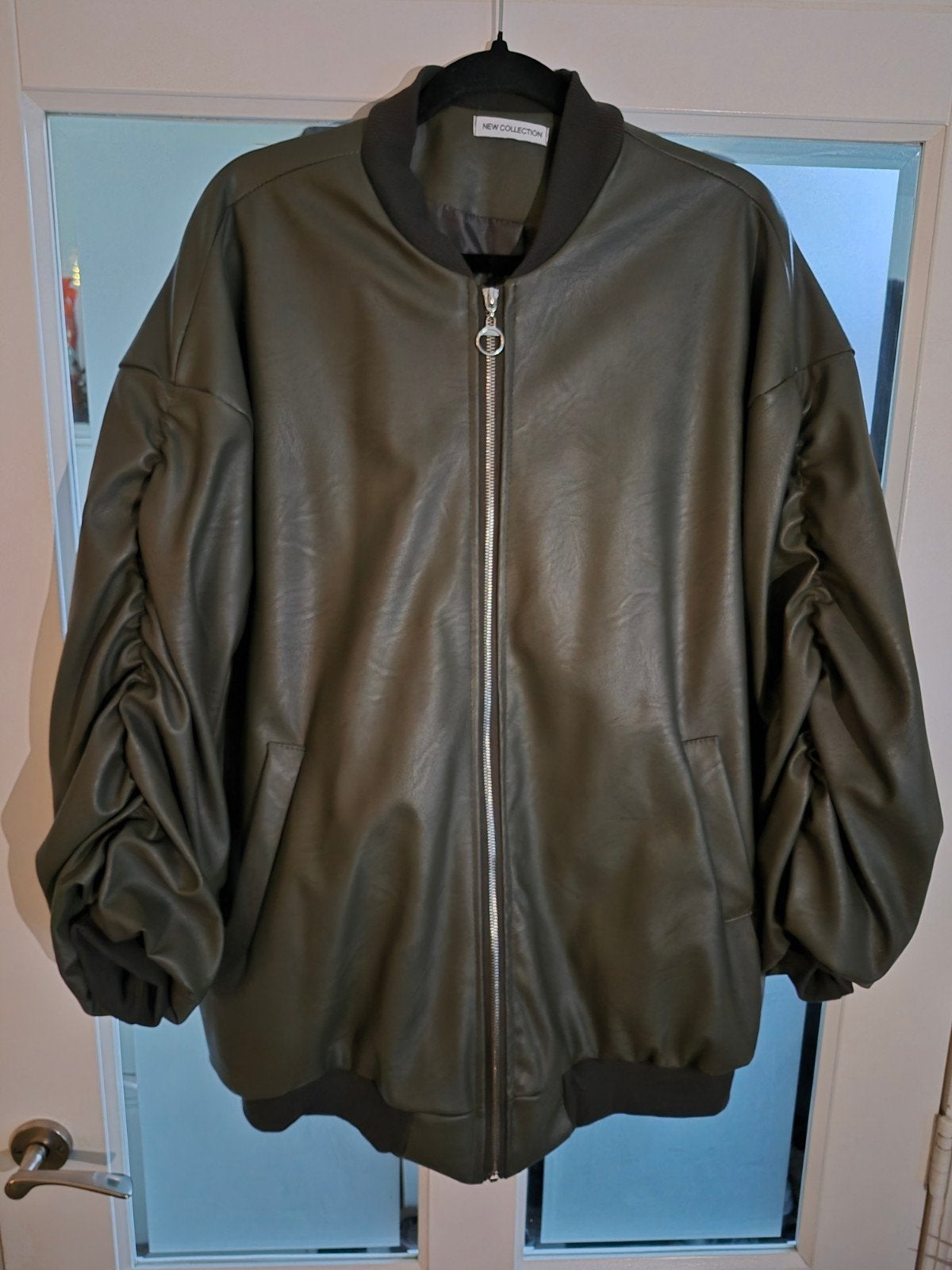 Groene bomberjack van imitatieleer, Kleding | Dames, Grote Maten, Ophalen of Verzenden, Zo goed als nieuw, Jasje of Colbert, New Collection