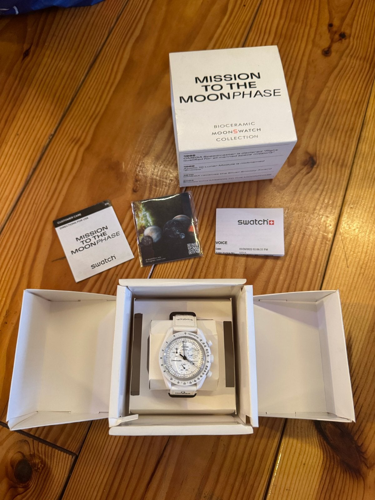 Omega x Swatch Mission to the Moonphase horloge, Ophalen, Kunststof, Gebruikt, Polshorloge