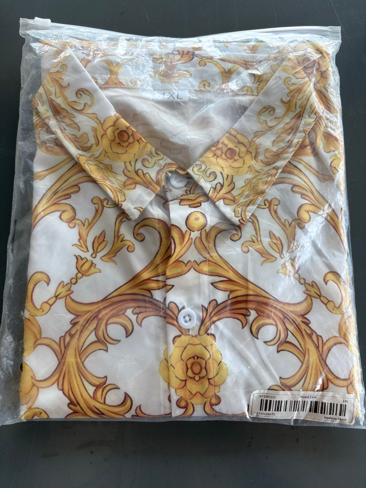 Heren overhemd met barokprint - 1XL, china, mode, barok, Kleding | Heren, Overhemden, Verzenden, Nieuw, Wit, Overige halswijdtes