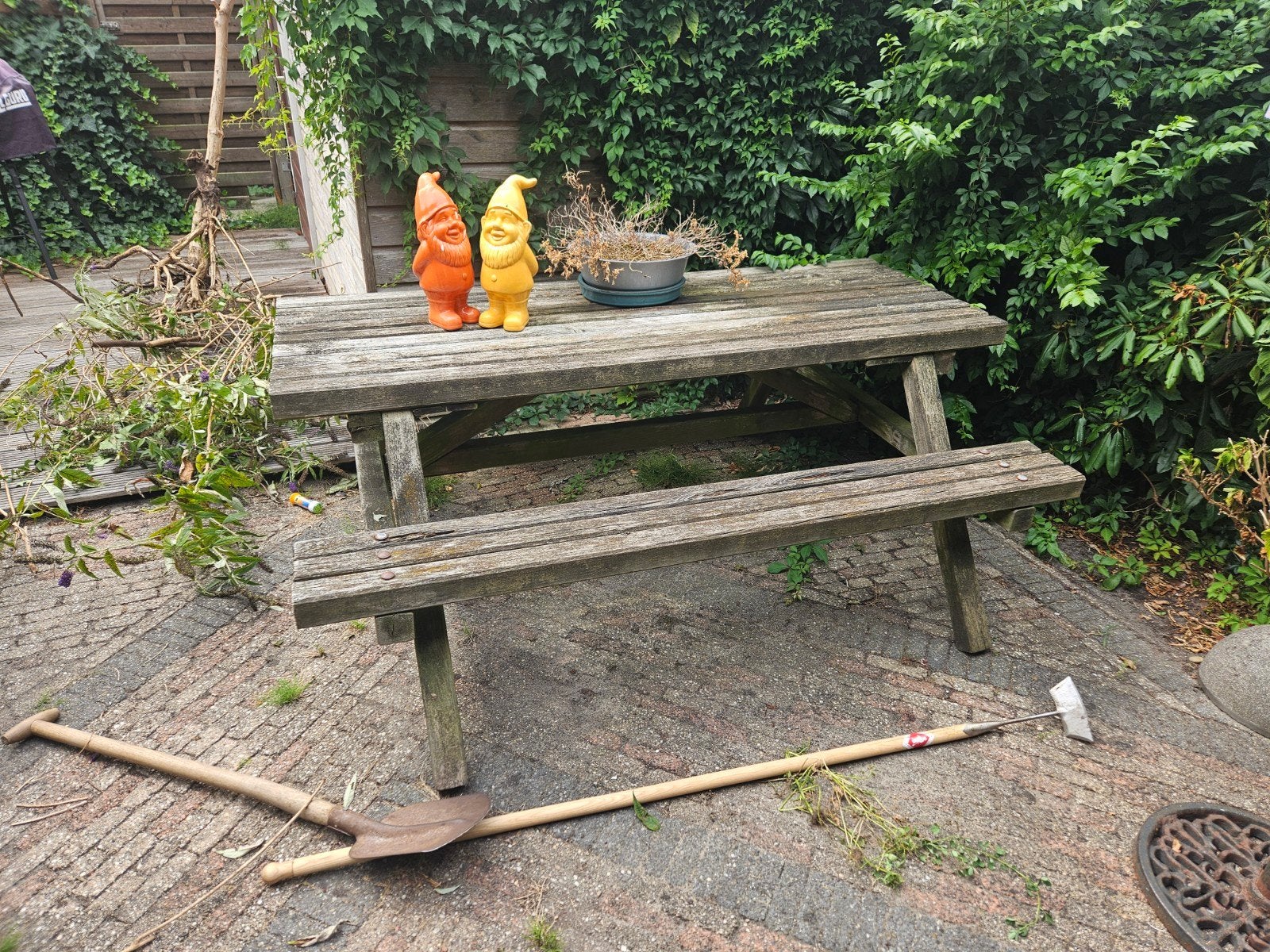 Picknicktafel, Ophalen, Gebruikt, Rechthoekig, Hout