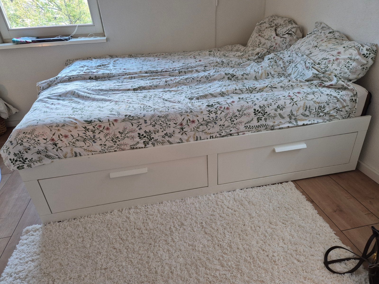 Ikea bed Brimnes 1/2 persoons wit uitschuifbaar 80x200, Ophalen, Eenpersoons, Wit, 80 cm