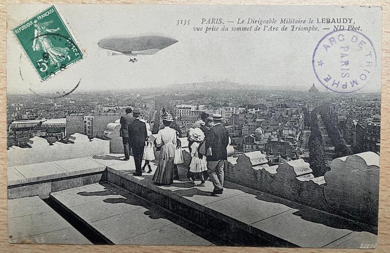 fr 1910  militaire ZEPPELIN boven Parijs dak Arc de Triomph, Verzenden, Voor 1920, Gelopen, Overige thema's