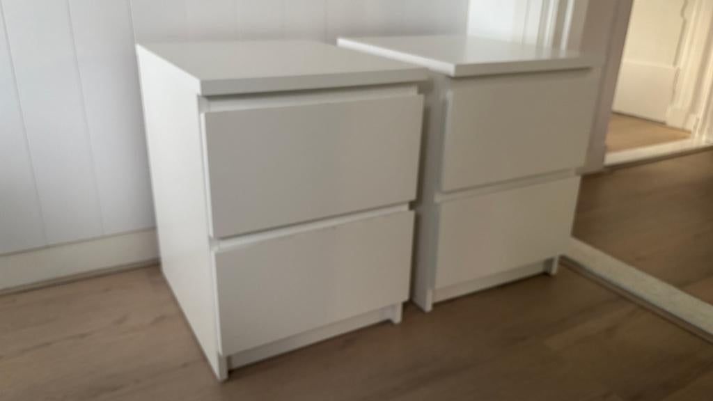 2x IKEA Malmö ladekast - Wit, 2 lades, Huis en Inrichting, Kasten | Ladekasten, Ophalen, Minder dan 50 cm, Gebruikt, Overige materialen
