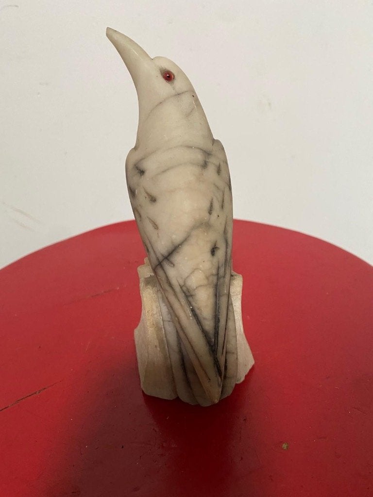 prachtige handgesneden specht, rode glazen ogen 17 cm, zamac, Minder dan 20 cm, Natuurlijk materiaal, Ophalen of Verzenden, Handgemaakt