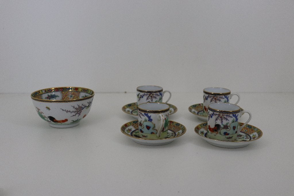 Chinees porseleinen mini-theeservies – 9-delig – hanenmotief, Ophalen of Verzenden