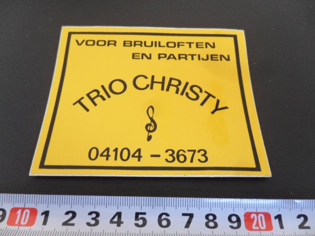 sticker Schijndel TRIO CHRISTY voor bruiloften en partijen, Ophalen, Zo goed als nieuw