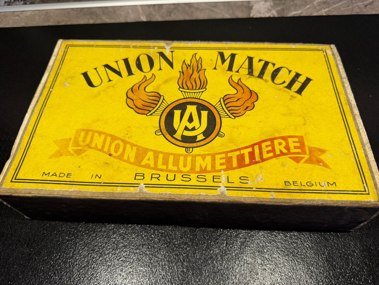 Vintage XL Union Match luciferdoos, Verzamelen, Rookartikelen, Aanstekers en Luciferdoosjes, Ophalen of Verzenden, Gebruikt, (Water)pijp