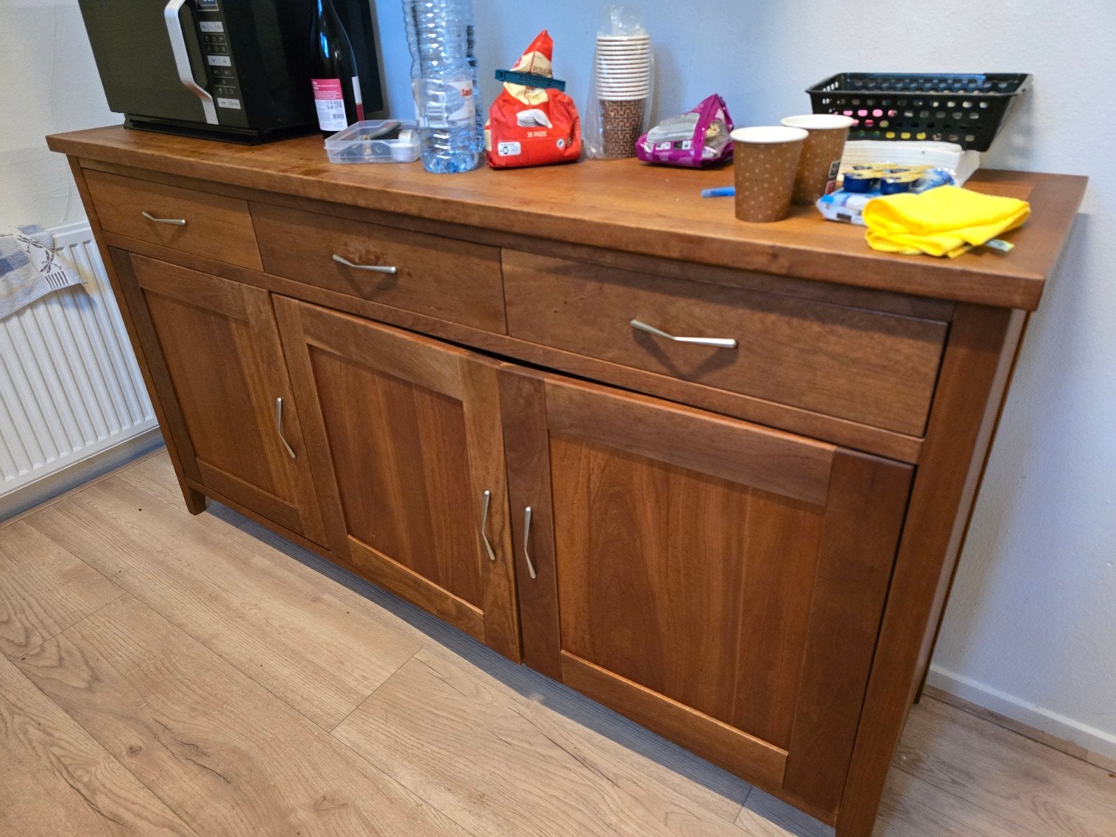 Massief houten dressoir met lades en deuren, Gebruikt, 75 cm of meer, 150 tot 200 cm, Met lade(s)