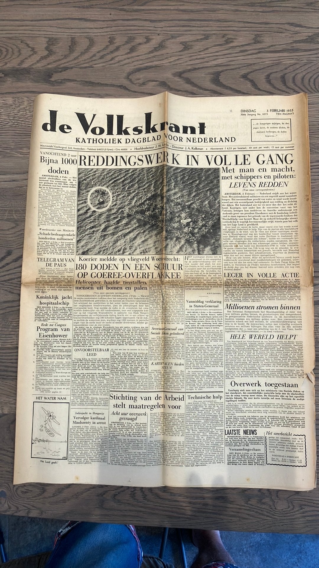 De Volkskrant 3 februari 1953 over de Watersnoodramp, Ophalen of Verzenden, 1940 tot 1960, Krant