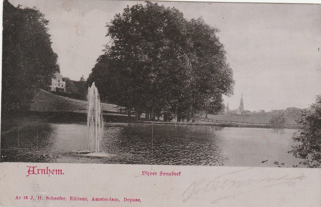 arnhem- vijver sonsbeek 1905, Ophalen of Verzenden, Voor 1920, Gelderland