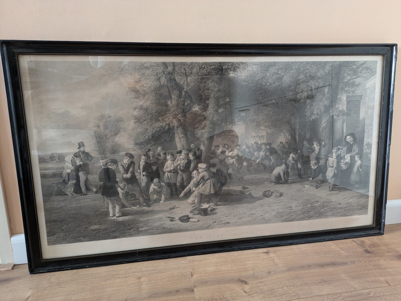 Zeldzame antieke Gravure 'The Play-Ground' - van F. Joubert., Antiek en Kunst, Ophalen