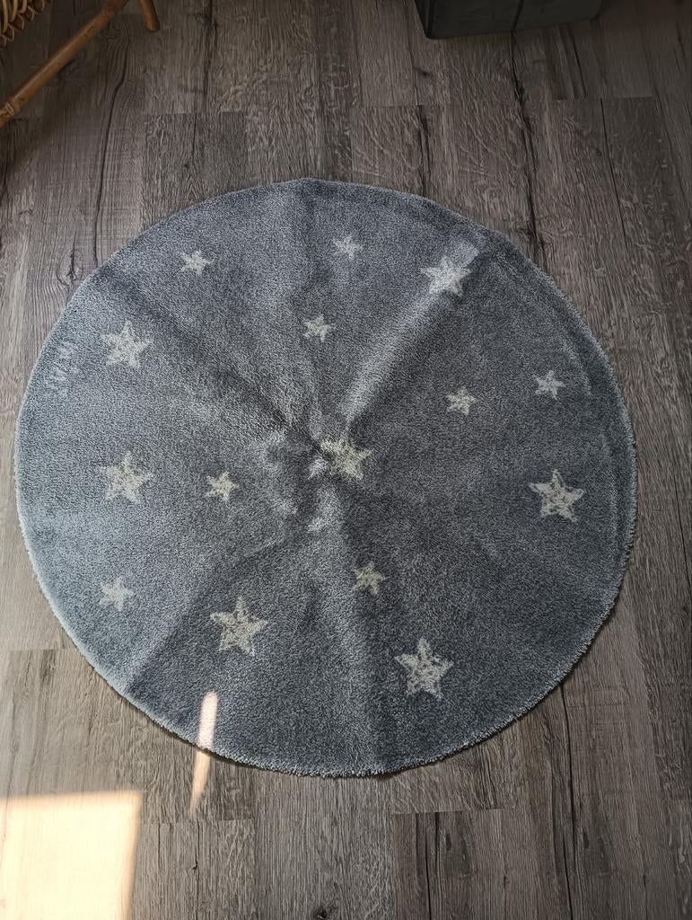 Vloerkleed grijs met sterren, Ophalen, Rond, 200 cm of meer, Zo goed als nieuw