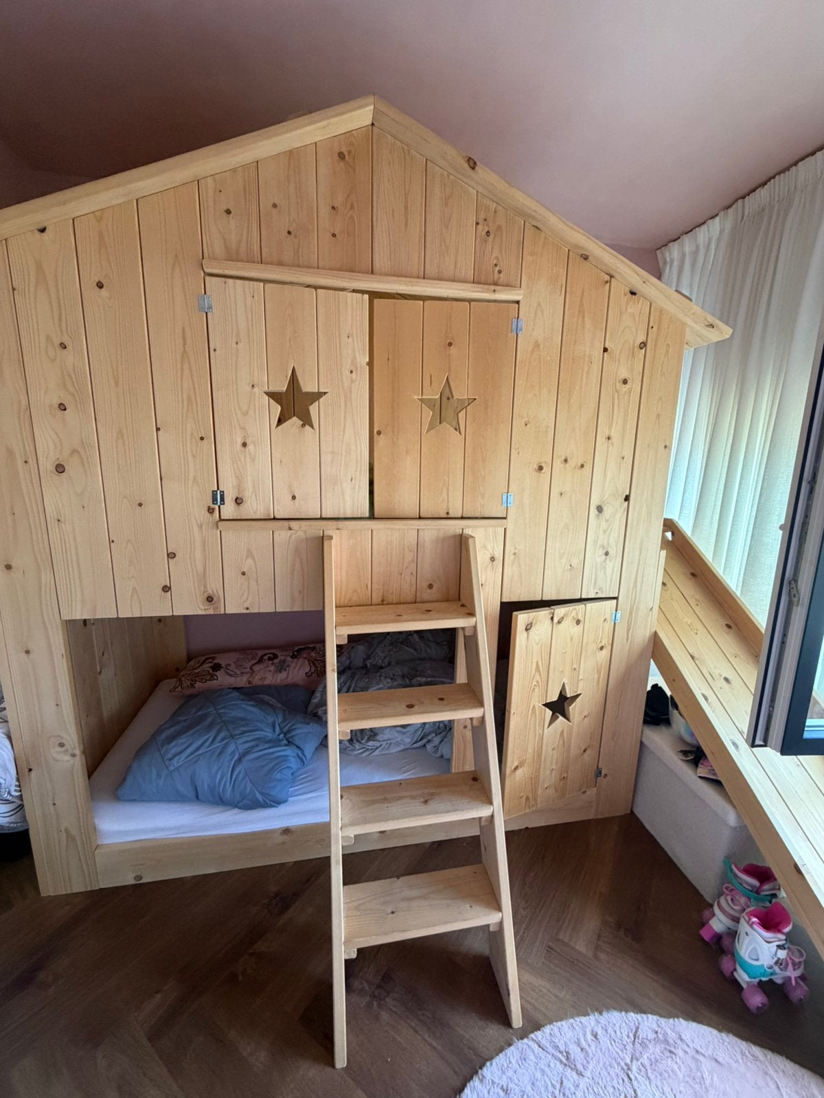 Boomhut bed van hout, Ophalen, Zo goed als nieuw, Hoogslaper