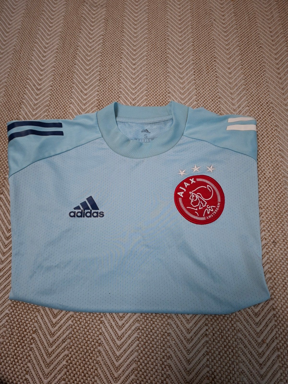 Ajax Adidas Voetbalshirt  SLichtblauw Maat S, Kleding | Heren, Ophalen of Verzenden, Zo goed als nieuw, Blauw, Voetbal