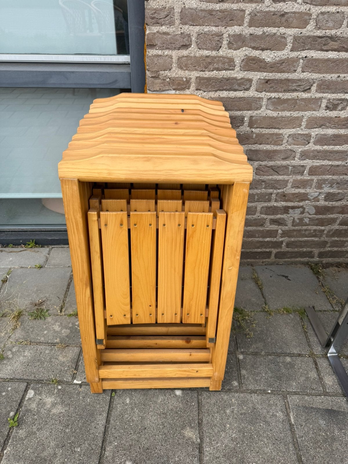 10x grenenhouten klapstoelen, Aldo Jacober stijl ‘60, Ophalen of Verzenden, Vijf, Zes of meer stoelen, Hout, Vintage retro buisframe design rotan webbing papercord deens