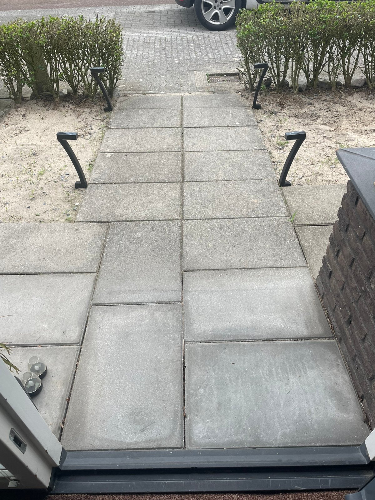 Grijze tegels 28 stuks, Tuin en Terras, Ophalen, Gebruikt, 5 tot 10 m², Beton