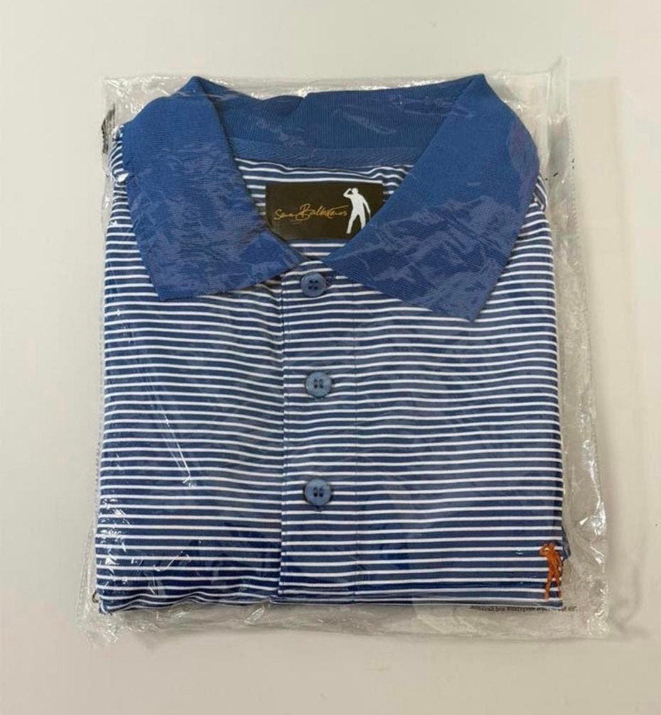 Nieuw Severiano Ballesteros golf polo shirt XL blauw striped, Blauw, Ophalen of Verzenden, H, H