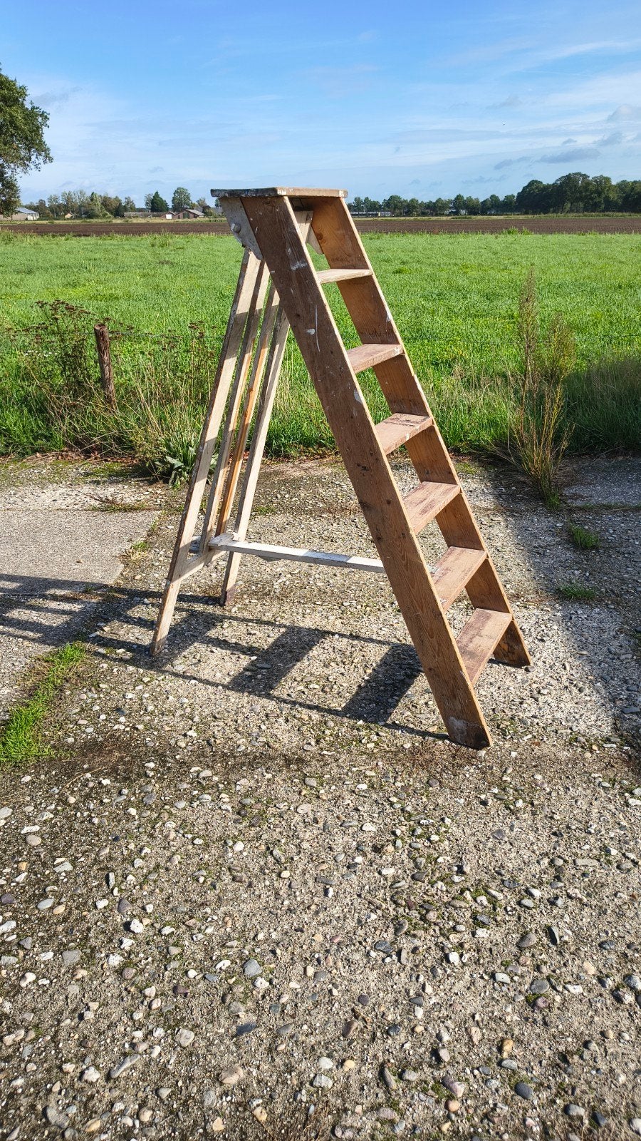 Oude Brocante Schilders trap - 7 Treden, 140 cm Hoog, Antiek en Kunst, Ophalen