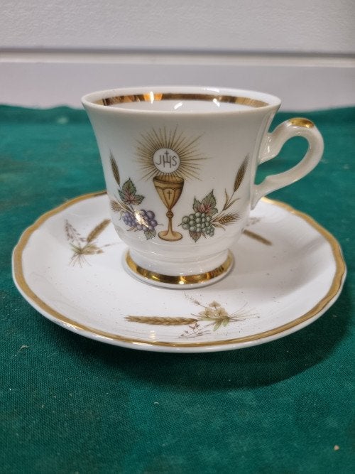 kop en schotel met koren jhs communie, Antiek en Kunst, Ophalen of Verzenden